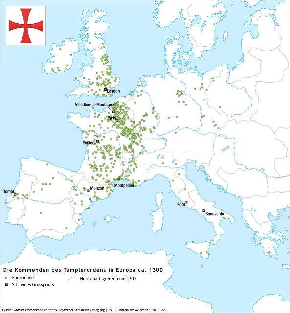 Templerkommenden um 1300